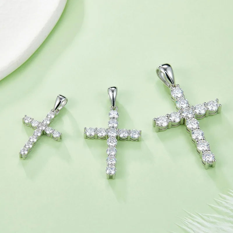 LuxeDiamond White Gold Cross Pendant - LG107