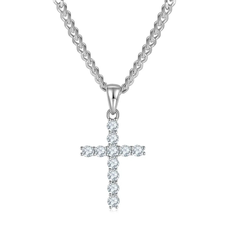 LuxeDiamond White Gold Cross Pendant - LG107