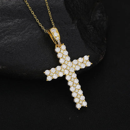 LuxeDiamond Iced Gold Cross Pendant - LG108