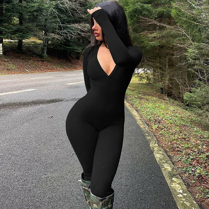 LuxeFit V Neck Jumpsuit - W802