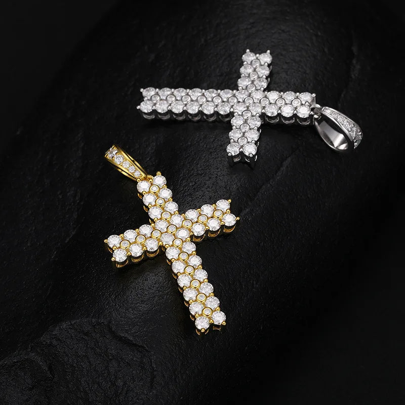 LuxeDiamond Iced Gold Cross Pendant - LG108