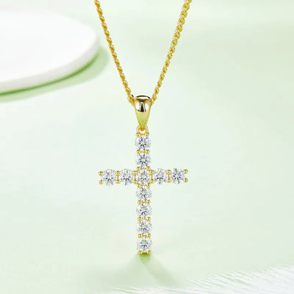 LuxeDiamond Gold Cross Pendant - LG106