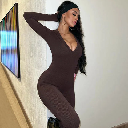 LuxeFit V Neck Jumpsuit - W802