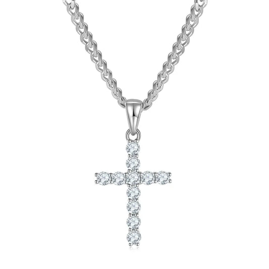 LuxeDiamond White Gold Cross Pendant - LG107