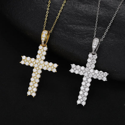 LuxeDiamond Iced Gold Cross Pendant - LG108