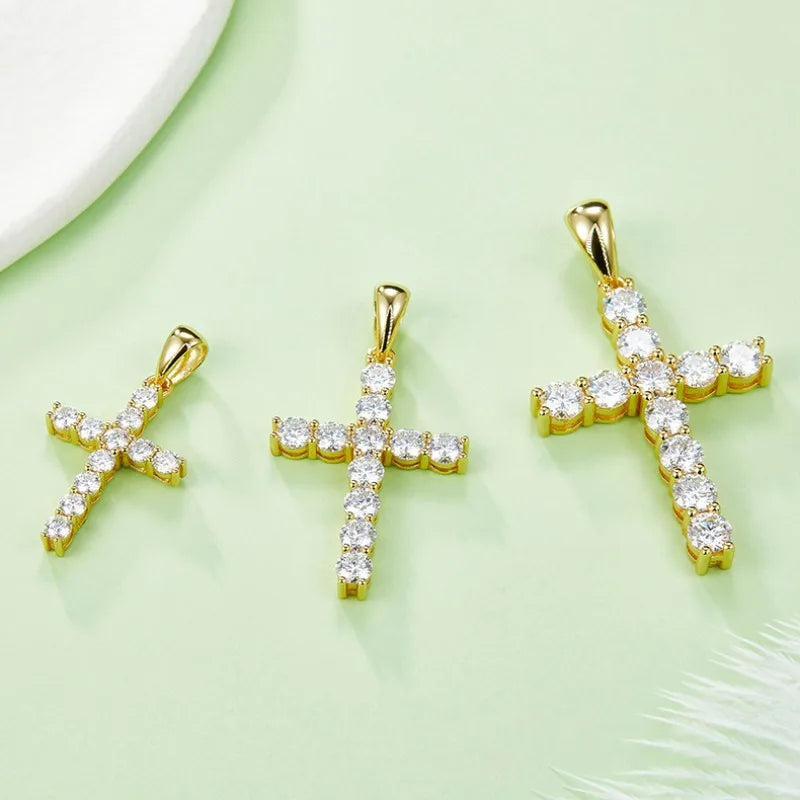 LuxeDiamond Gold Cross Pendant - LG106